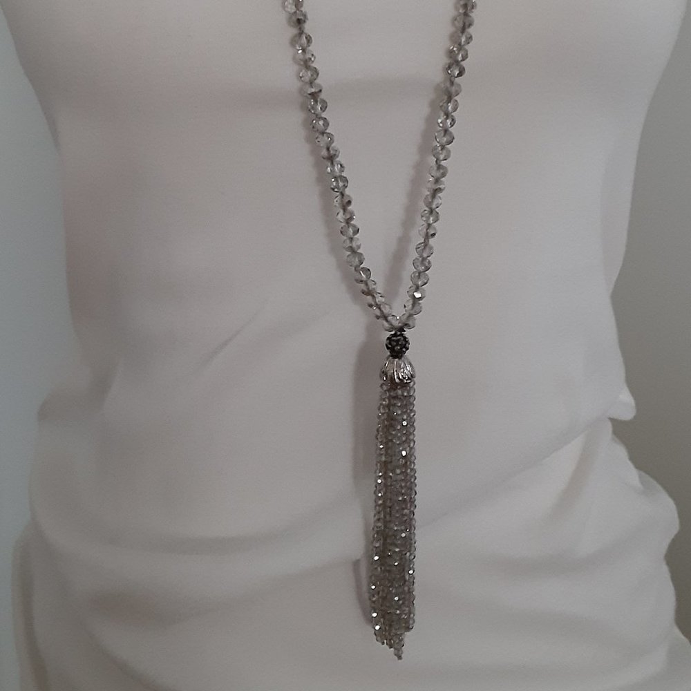 Pale grey crystal necklace